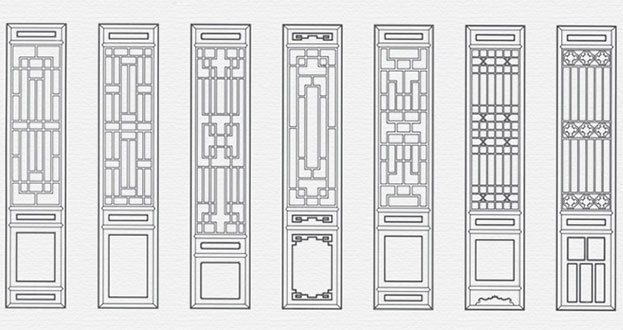 浔阳常用中式仿古花窗图案隔断设计图