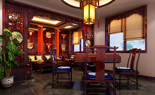 浔阳古典中式风格茶楼包间设计装修效果图